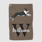Boston Terriers Rustic Monogram Achternaam Golfhanddoek (Voorkant)