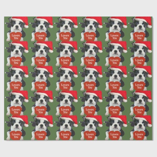 Boston Terriers Santa Cadeaupapier (Vlak)