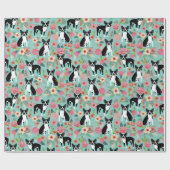 Boston Terriers Spring flower gift Cadeaupapier (Vlak)