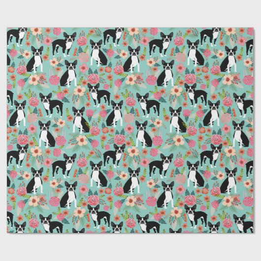 Boston Terriers Spring flower gift Cadeaupapier (Vlak)