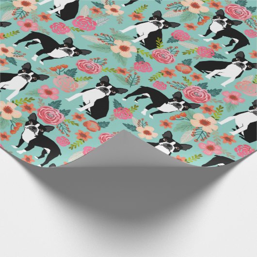 Boston Terriers Spring flower gift Cadeaupapier (Hoek)