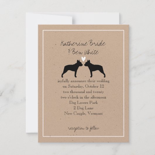Boston Terriers Trouwuitnodiging Kaart (Voorkant)