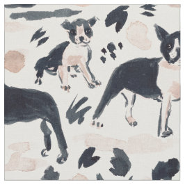 BOSTON TERRIERS Waterverf Painterly Dog Stof