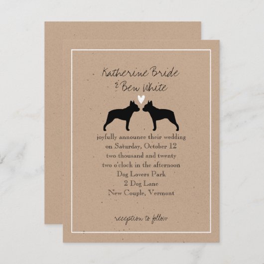 Boston Terriers Wedding Invitation Kaart (Voorkant / Achterkant)