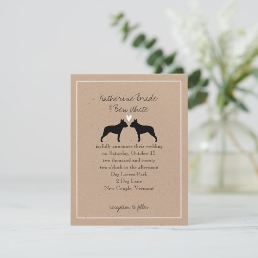 Boston Terriers Wedding Invitation Kaart (Staand voorkant)