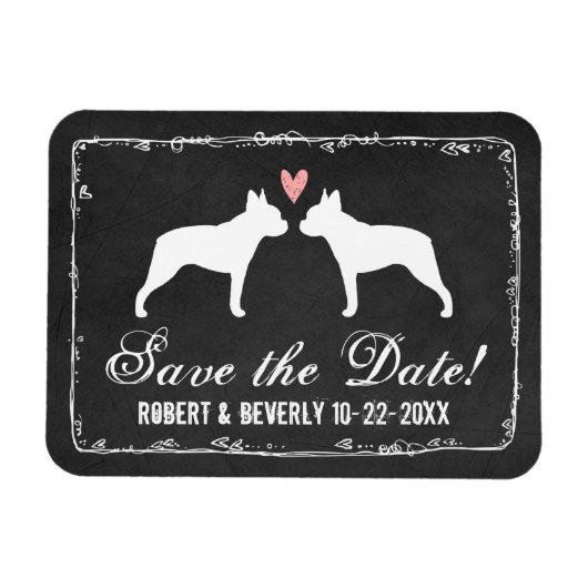 Boston Terriers Wedding Save the Date Magneet (Horizontaal)