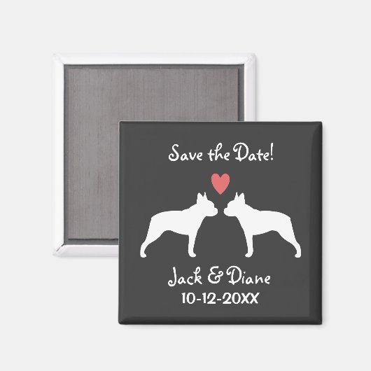 Boston Terriers Wedding Save the Date Magneet (Voorkant / Achterkant)