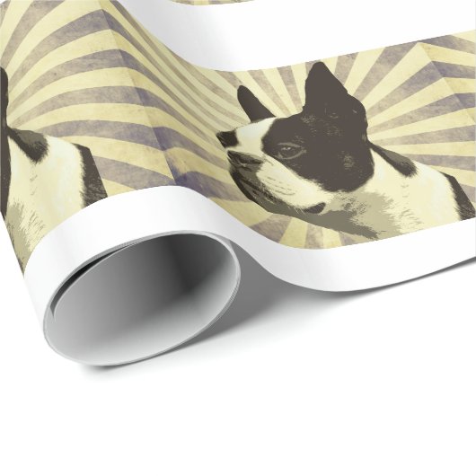 Boston Terrior Retro Wrapping Paper Cadeaupapier (Rol Hoek)