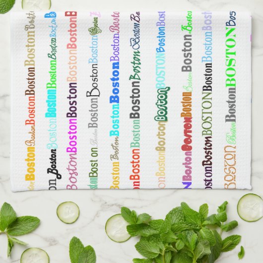 Boston Text Design II Kitchen Towel Theedoek (Gevouwen)