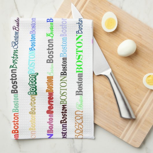 Boston Text Design II Kitchen Towel Theedoek (Quarter Fold)