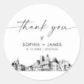 Boston Thank You Favor 3" (vel van 6) Ronde Sticker (Voorkant)