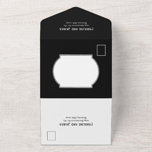 Boston Toile All in One Wedding Invite All In One Uitnodiging (Buitenkant)