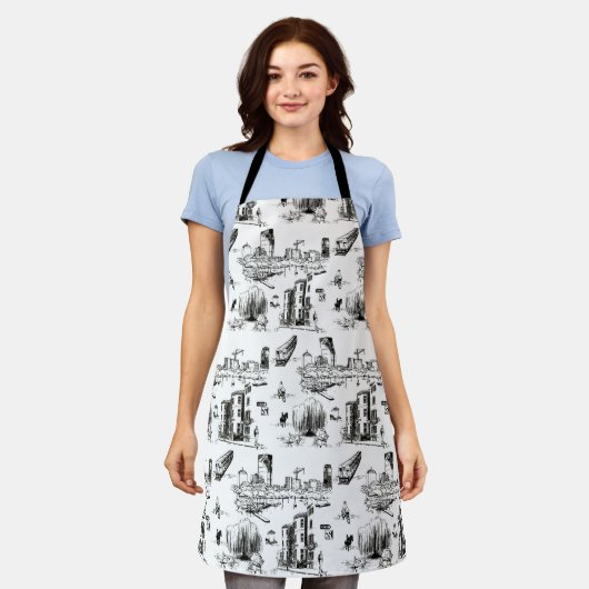 Boston Toile Apron Schort (Gedragen)