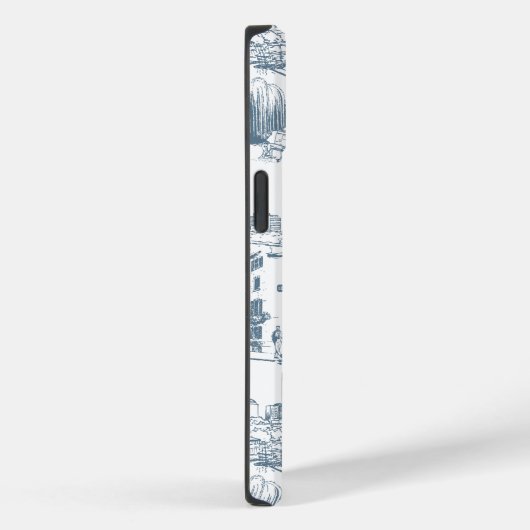 Boston Toile Blauw en Wit Telefoon Case (Achterkant / Rechts)