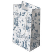 Boston Toile Blauwe Gift Bag Klein Cadeauzakje (Achterkant Gekanteld)