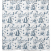 Boston Toile Blue Douchegordijn (Voorkant)