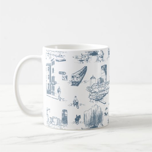 Boston Toile Blue Koffiemok (Links)