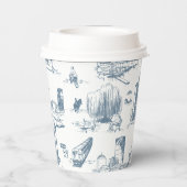 Boston Toile Blue Papieren Bekers (Achterkant)