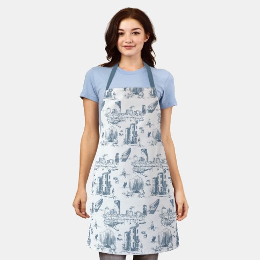 Boston Toile Blue Schort (Gedragen)