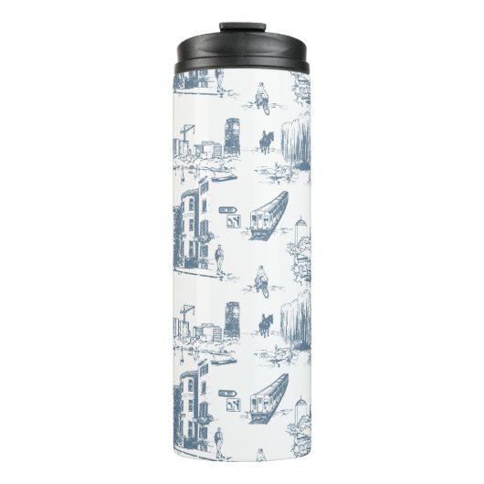 Boston Toile Blue Thermosbeker (Voorkant)