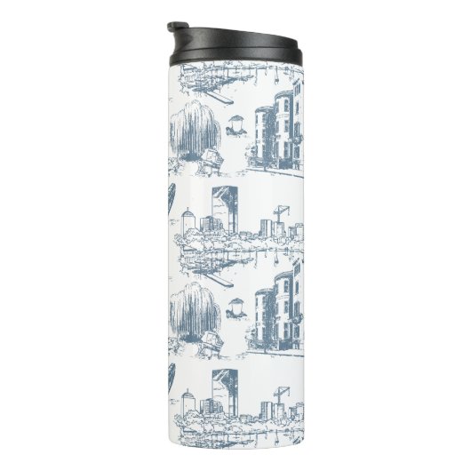Boston Toile Blue Thermosbeker (Geroteerd rechts)