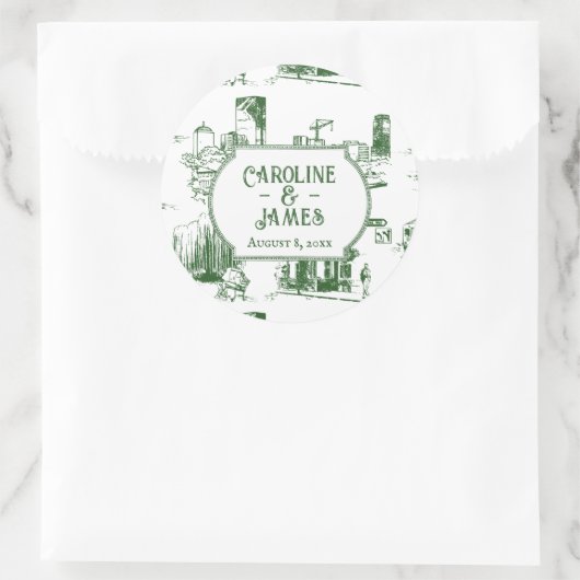 Boston Toile bosgroene trouw aangepaste sticker (Tas)