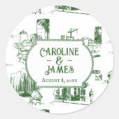 Boston Toile bosgroene trouw sticker op maat (Voorkant)