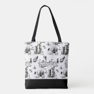 Boston Toile Colorblock Canvas tas