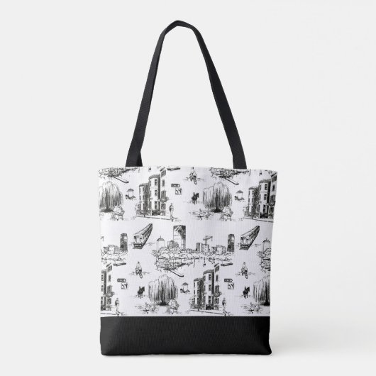 Boston Toile Colorblock Canvas tas (Achterkant)