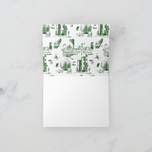 Boston Toile Forest Green Dank u kaart (Binnen)