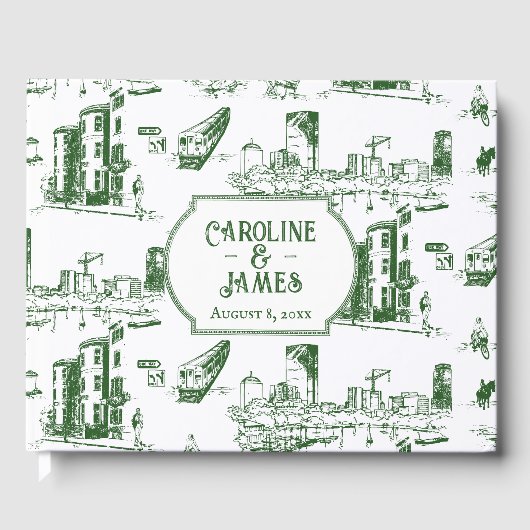 Boston Toile Forest Green Gepersonaliseerd gastenb Gastenboek (Voorkant)