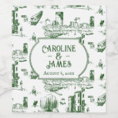 Boston Toile Forest Green gepersonaliseerd wijnlab Wijn Etiket (Enkel label)