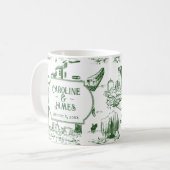 Boston Toile Forest Green Gepersonaliseerde bruilo Koffiemok (Voorkant links)