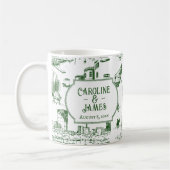Boston Toile Forest Green Gepersonaliseerde bruilo Koffiemok (Links)