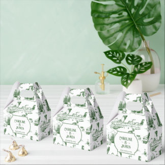 Boston Toile Forest Green gepersonaliseerde gunst Bedankdoosjes