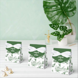 Boston Toile Forest Green gepersonaliseerde gunst Bedankdoosjes