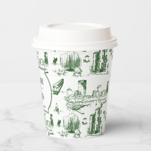 Boston Toile Forest Groen Gepersonaliseerd papier Papieren Bekers (Links)