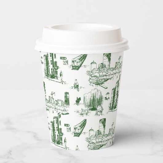 Boston Toile Forest Groen Gepersonaliseerd papier  Papieren Bekers (Achterkant)
