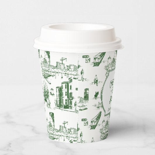 Boston Toile Forest Groen Gepersonaliseerd papier  Papieren Bekers (Rechts)