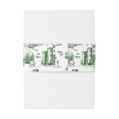 Boston Toile Forest Groen Uitnodiging Buikband Uitnodigingen Wikkel (Achterkant Voorbeeld)