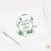 Boston Toile Forestgroene Huwelijkssticker op maat Ronde Sticker (Envelop)