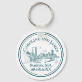 Boston Toile (jubileumeditie) blauw/wit Sleutelhanger (Voorkant)