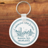 Boston Toile (jubileumeditie) blauw/wit Sleutelhanger (Voorkant)