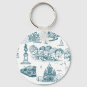Boston Toile (jubileumeditie) blauw/wit Sleutelhanger (Achterkant)