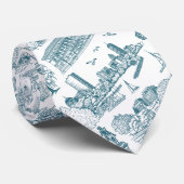 Boston Toile (jubileumeditie) blauw/wit Stropdas (Opgerold)