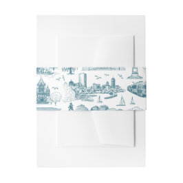 Boston Toile (jubileumeditie) blauw/wit Uitnodigingen Wikkel