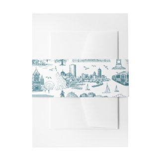 Boston Toile (jubileumeditie) blauw/wit Uitnodigingen Wikkel