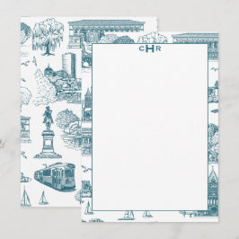 Boston Toile (jubileumeditie) Monogram briefpapier Kaart
