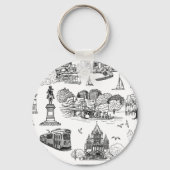 Boston Toile (jubileumeditie) Zwart/Wit Sleutelhanger (Achterkant)