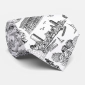 Boston Toile (jubileumeditie) Zwart/Wit Stropdas (Opgerold)